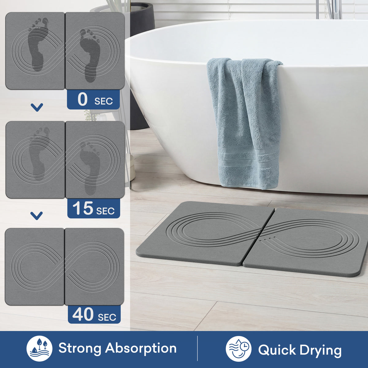 Infinity Groove Pattern Stone Bath Mat