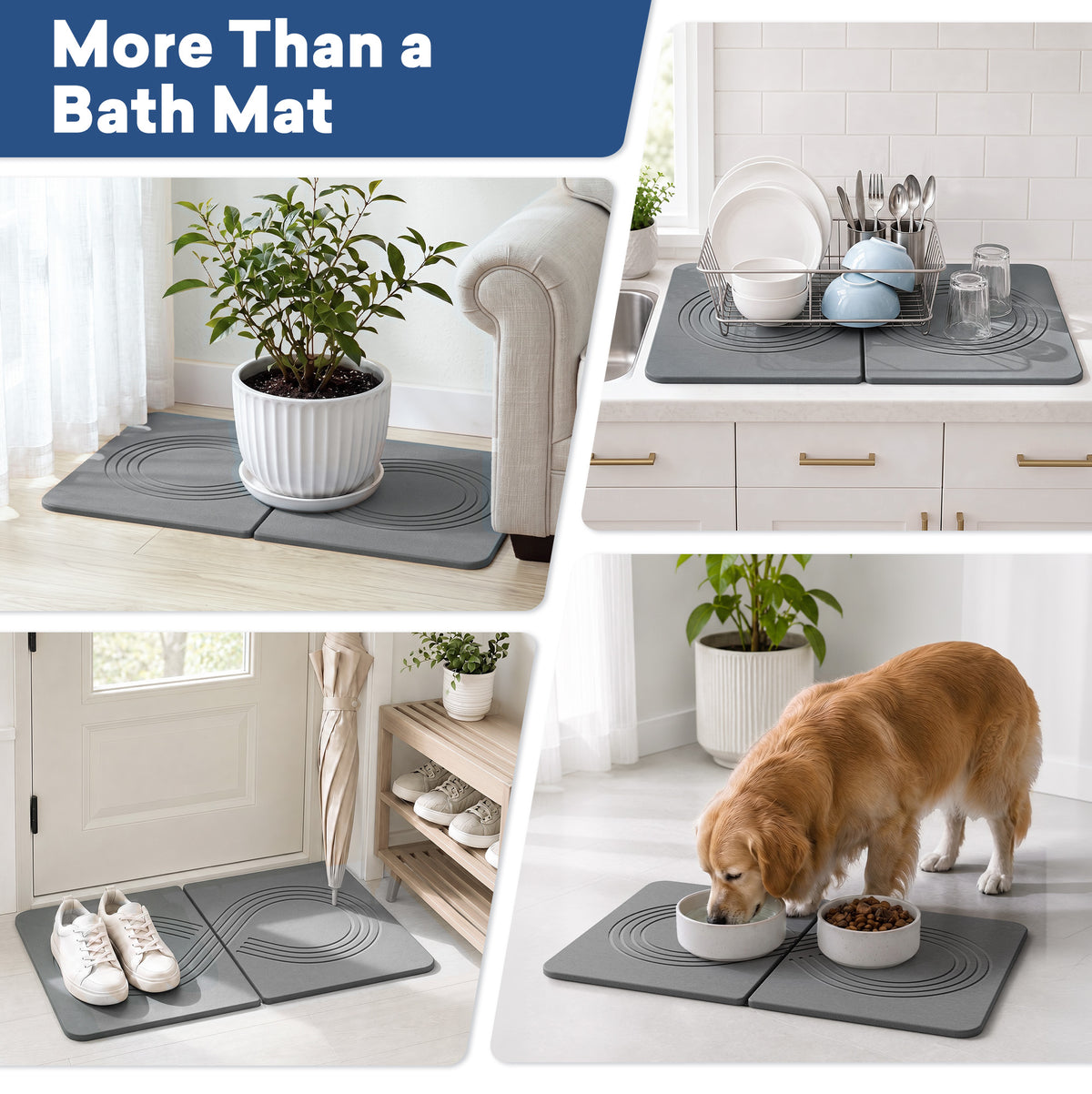 Infinity Groove Pattern Stone Bath Mat