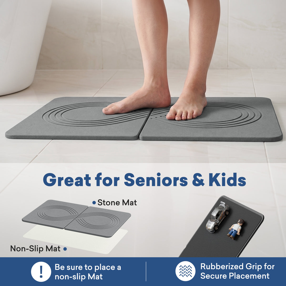 Infinity Groove Pattern Stone Bath Mat